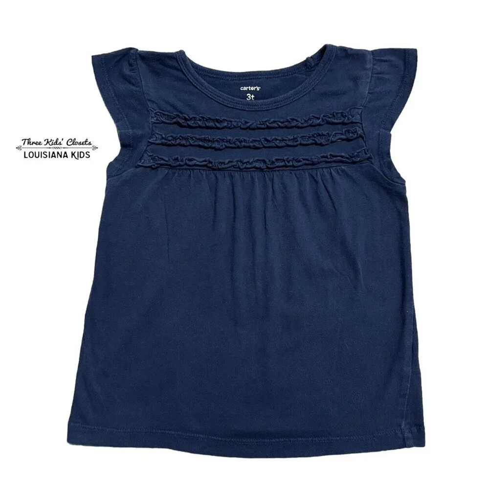 Carter's 3T Navy Ruffle Top